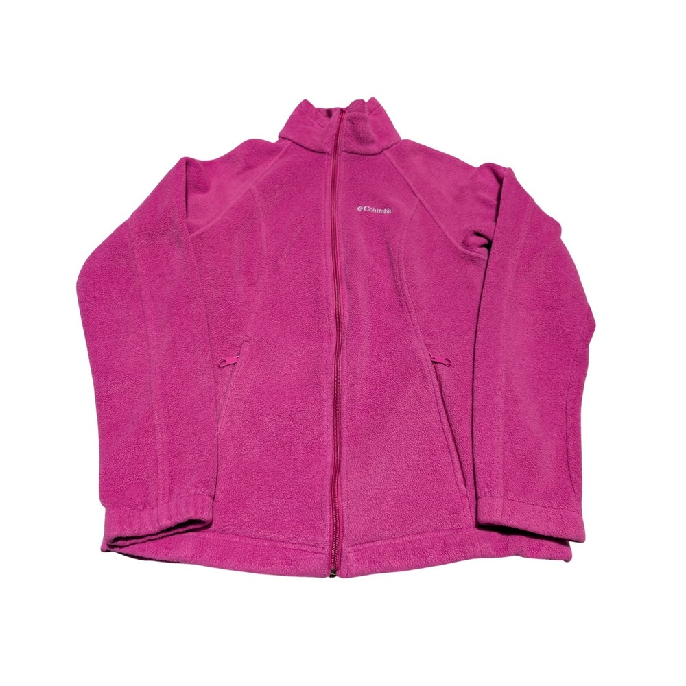 Columbia Fleece Jacket Womens S Pink Benton Springs Full Zip‎ Mock Neck Outdoor